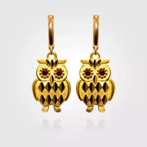 [베티블루] 995 999 24K 순금 다이아몬드 부엉이 여성 7.5g 금 원터치 귀걸이