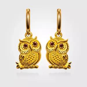 [베티블루] 995 999 24K 순금 나무 위의 부엉이 여성 3.75g 금 원터치 귀걸이