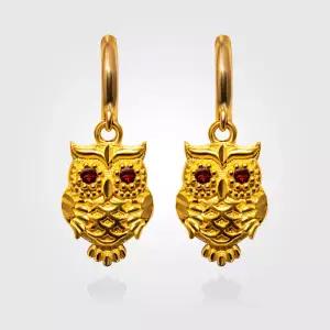 [베티블루] 995 999 24K 순금 왕관 머리 부엉이 여성 7.5g 금 원터치 귀걸이