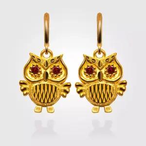 [베티블루] 995 999 24K 순금 브이 컷 부엉이 여성 7.5g 금 원터치 귀걸이