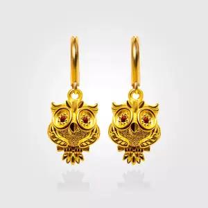 [베티블루] 995 999 24K 순금 귀여운 허그 부엉이 여성 3.75g 금 원터치 귀걸이