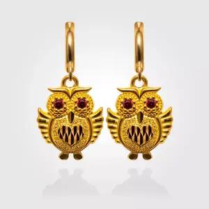 [베티블루] 995 999 24K 순금 하트 날개 부엉이 여성 3.75g 금 원터치 귀걸이