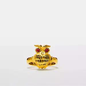 [베티블루] 995 999 24K 순금 달콤한 하트 부엉이 여성 여자 3.75g 금 링 반지