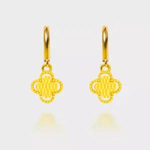 [베티블루] 999 24K 컷팅 더블 클로버 3.75g 금 원터치 귀걸이