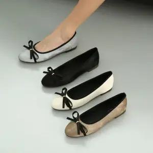 스웨이드 여성 베이직 단화 플랫슈즈 구두 리본