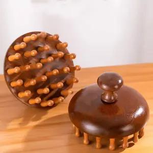 두피괄사 마사지 목재 테라피 빗 두피 마사지기 백단 원형 치아 괄사 스크래핑 바디