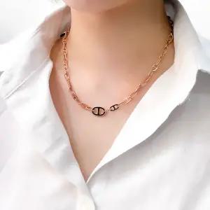 [오팔하우스] 14k 블랙에폭 타원형 체인 목걸이 OPGDN1357