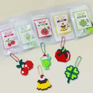 컬러 비즈 DIY 키트 도안 공예 키링 만들기 세트 픽셀 아트 네잎클로버 토마토 체리 푸딩 메론소다