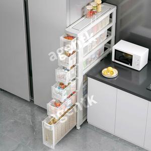 자투리공간수납장 슬라이딩 표준 공간활용 4단 틈새수납장 2층 18cm 주방 문뒤 공간