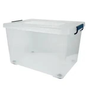 투명 리빙박스 특대형 120L 1P 손잡이블랙 595x435x515mm 스페이스에디터