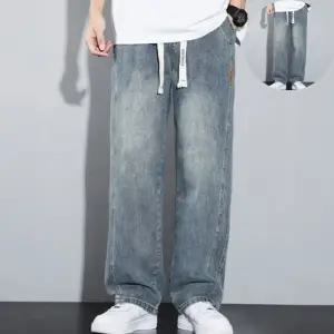 남성스판슬랙스 쿨샵 남성 와이드핏 밴딩데님팬츠 빈티지 워싱스트링