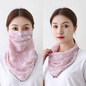 가을 얼굴 실크 이중 목 여성용 및 스카프 커버 마스크 스크린 목적 귀 자외선 얼굴 보호 선 스카프 봄 차단 여름