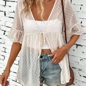 여름 레이스 자외선차단 반팔 커버업 비치가디건 시스루 WFLX5FW