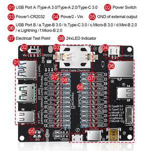 Type-C USB 케이블 테스터 마이크로 단락 회로 스위치 보드 iOS Android 용 데이터 이상 감지