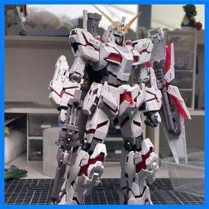 재고 Hg 1/144 Rx-0 유니콘 파괴 모드 조립 모델 액션 피규어 폭발적인 갑옷 인형 장난감 선물 수집용