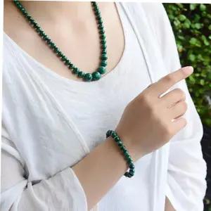 실버뱅글팔찌 커플 팔찌 수호천사 말라카이트 쌍팔찌 천연원석 6mm