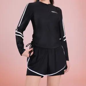 두줄 하프집업 긴팔 반바지 래쉬가드 수영복 세트 여성용 통통 66 77