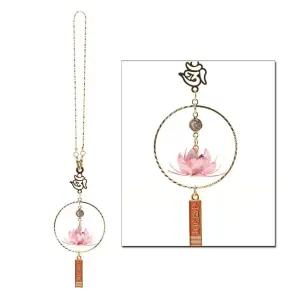 연꽃 링 차걸이 핑크 소원성취 차량용 악세사리 불교 연꽃차걸이