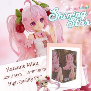 호환상품 12-22cm 미쿠 애니메이션 피규어 데스크탑 귀여운 시나모롤 하츠네 스타일 장난감 PVC 모델 수집