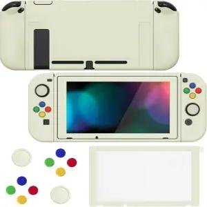 닌텐도 스위치용 PlayVital ZealProtect 소프트 보호 케이스 강화 유리 스크린 프로텍터 및 엄지 그립 캡과
