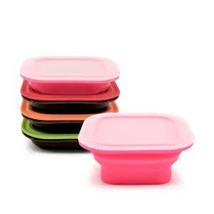 파미레 실리콘 접이식 보관용기(사각1P) 간식 밥 용기 나눔용기 도시락