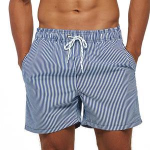 남성비치웨어 남자비치수영복 스윔팬츠 팬츠 비치 남성 빠른 신축성 스포츠 반바지 수영복 러닝 숏사각수영복 세로 건조 수영 스트라이프 트렁크 야외 허리 서핑
