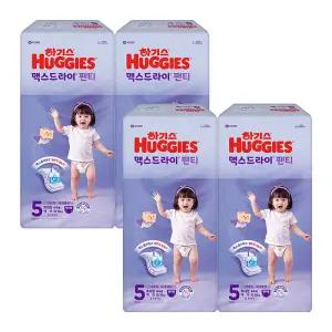 하기스 NEW 맥스드라이 팬티형 기저귀, 5단계 여아용 44매, 4팩, 1개(176매)