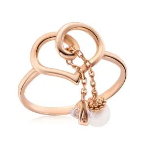 18K 진주앤 큐빅 딸랑이 하트 반지 ROS1710