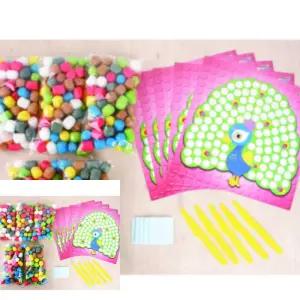 2WC 플레이콘 모자이크 공작새 5인용1세트 어린이집만들기키트 플레이콘붙이기 엄마랑만들기