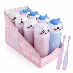 먼작귀 어린이칫솔4P+양치컵세트 한박스8개입 / 칫솔4개+양치컵1개 핑크색/파란색