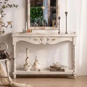 프렌치 빈티지 골드 미니 현관 화이트 엔틱 선반 반원형 가구
