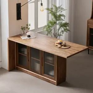 헤이즐 원목 모루유리 아일랜드 식탁 테이블 홈바 조리대 수납장 1600x700 GM51