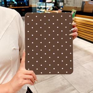 iPad pro 10/11인치 2020/6/7/8/Air 3/Air 4/9세대/Air 5세대 2022/Air 11용 클래식 브라운 폴카 도트 케이