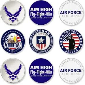 핀마트의 공식 라이선스 미국 베테랑 골프공 마커 9종 번들 팩 남녀 골프 액세서리 마그네틱 볼 세트