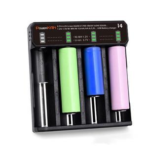 호환 4개의 3.7V Li-ion18650 26650 21700 배터리1.2V Ni-MH AA No.5/7 LED 디스플레이 POWERKAN i4 충전기