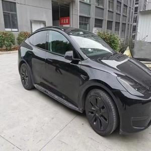 테슬라 모델 Y 2020-2024용 실버 블랙 알루미늄 루프 레일 사이드 바 2개 (스티커 포함)