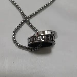 디젤 스테인리스 스틸 더블 팬던트 목걸이 실버 DX1168040