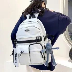 수납주머니많은 방수나일론학생백팩 심플 여고생가방 오피스