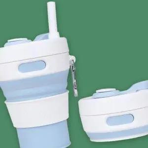 ( )스카이블루 빨대 휴대용 텀블러 가벼운 접이식 예쁜