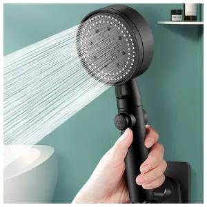 5단 수압 온오프 샤워기헤드(블랙)