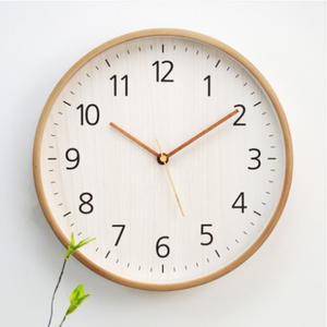 MJK 300 심플우드 무소음 벽시계 / 원목프레임 심플 모던 집들이선물 이사 사무실시계 개업선물
