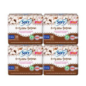 14입X4개 소피 생리대 울트라 쏘피 유기 농 순면커버 대형 날개