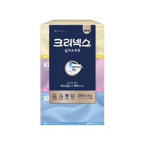 유한킴벌리 크리넥스 실크소프트 각티슈 250매 3입