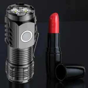 USB C 충전식 미니 LED 손전등 IPX4 방수 소형 3 가지 조명 모드 후레쉬 랜턴