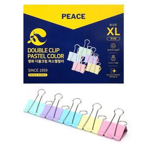 피스코리아 더블크립 파스텔컬러 특대형 51mm 10개 서류 칼라 더블 클립 집게 평화