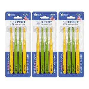 크리오 엑스퍼트 틈새용 어금니 뾰족형 나일론모 첨단 칫솔 4입, 3개