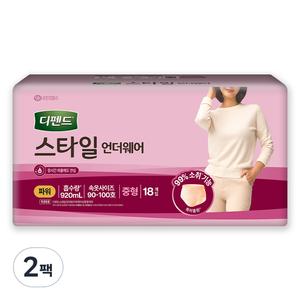 디펜드 여성용 안심 편안 스타일 팬티 언더웨어 파워 성인기저귀 중형 18개입 2개