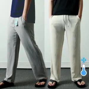 [프랭키뉴욕]남자린넨바지 쿨 아이스 냉감 시원한 스판 빅사이즈 여름 세미와이드팬츠 흰색바지_KMPA01_1