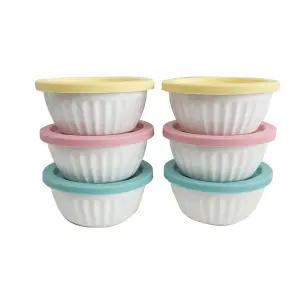 러브아트 냉동밥보관용기 반찬통 바로한끼 계란찜용기 렌지용 도자기 6P세트