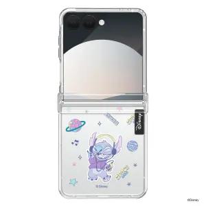 디즈니 갤럭시Z플립7 크리스탈 스티치 오로라 디자인 투명 휴대폰 케이스